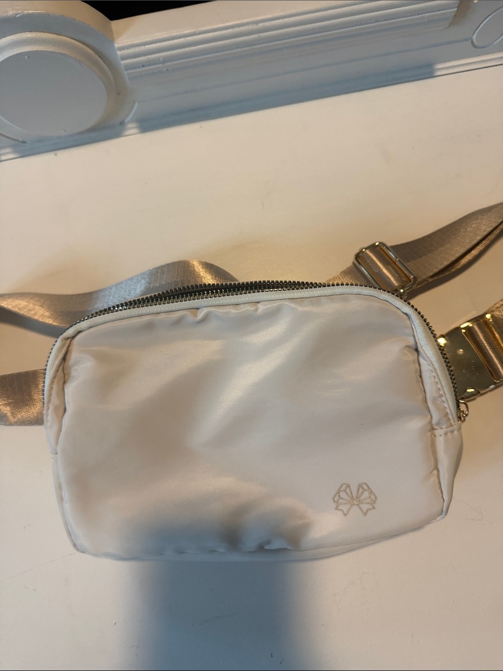 Light Cream Satin Crossbody Belt Bag
